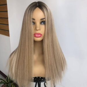 honey blonde highlight jewish wigs dark root j006