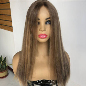 medium brown with highlight orthodox jewish wigs j007