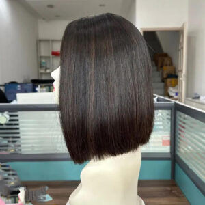 short black silk top jewish wigs with brown highlight and tidy layer