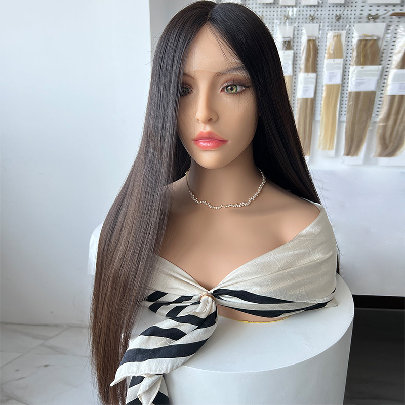 long black virgin hair lace top wigs j058