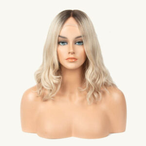 blonde wave lace top jewish wig with dark root j024