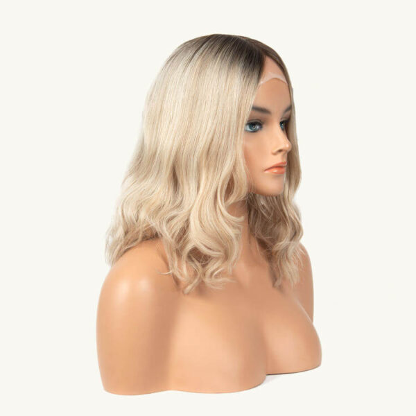 blonde wave lace top jewish wig with dark root j024