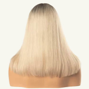 virgin hair lace top blonde sheitel wigs with dark root j026