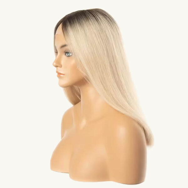 virgin hair lace top blonde sheitel wigs with dark root j026