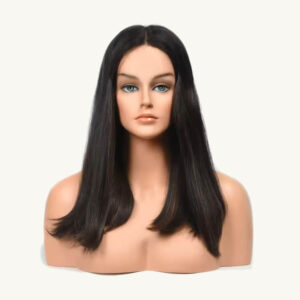 black color real natural look lace front jewish wigs j028