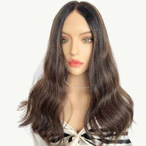 natural black brown m0ixed color lace top wigs for women j032