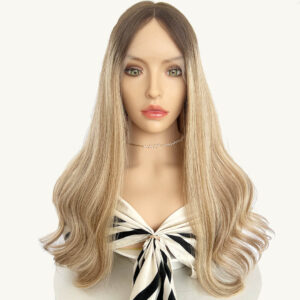 light blonde highlight lace front wigs with dark root j036