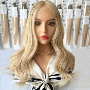 luxury blonde mixed virgin hair lace top wigs j046