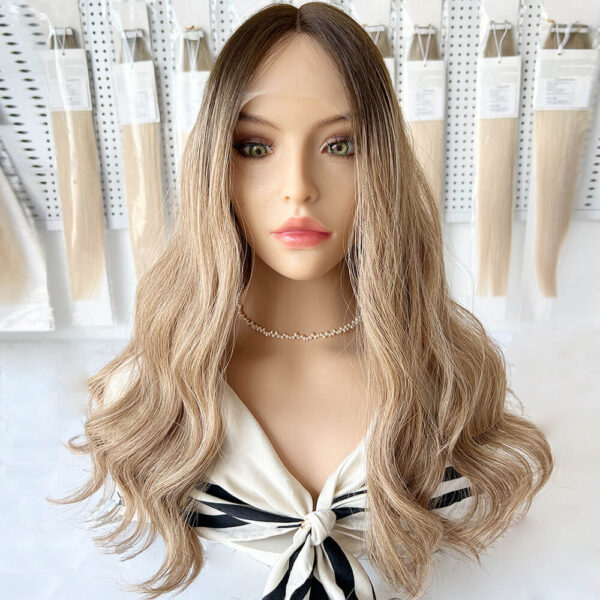 20 inch virgin hair balayage wave lace top wigs j051