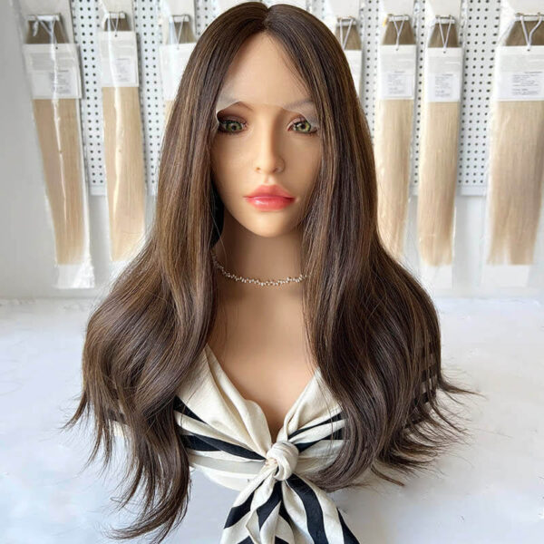 mixed brown balayage virgin hair lace top wigs j054