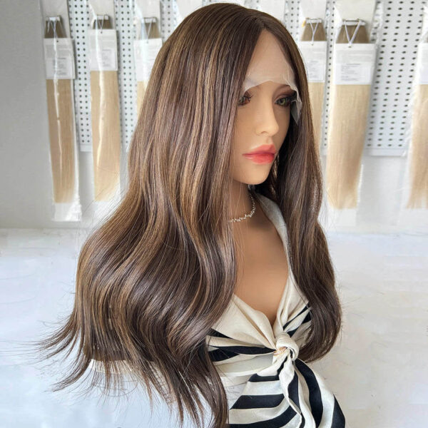 mixed brown balayage virgin hair lace top wigs j054