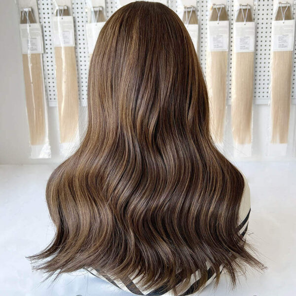 mixed brown balayage virgin hair lace top wigs j054