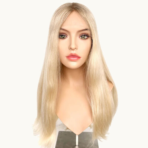 22 inch blonde lace top wigs with dark brown j060