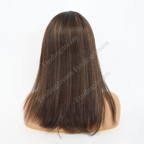 black color with brown highlight sheitel wigs s002