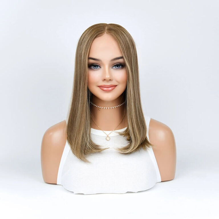 17 inches gilt color slight layer lace top wig