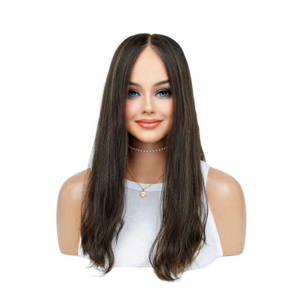 22 inches natural black wig with highlight j073