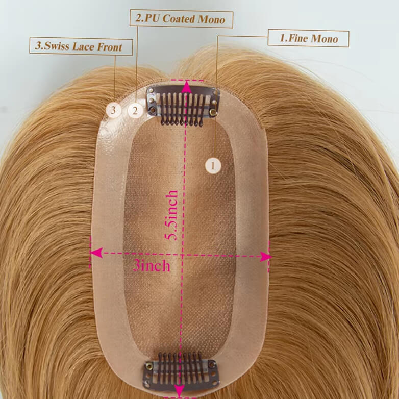 mono hair topper with lace front t011