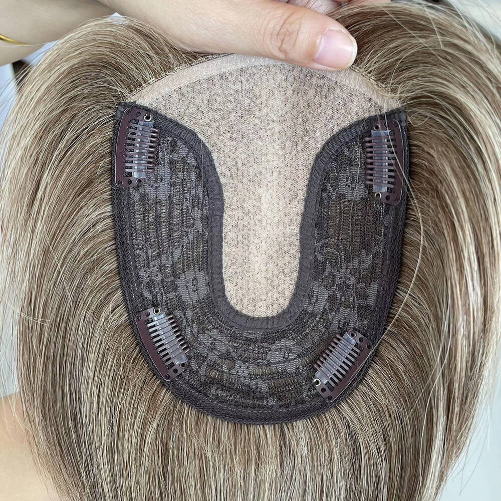 silk hair topper with weft t020